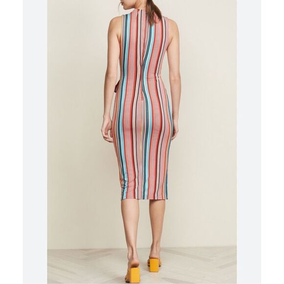 Alice & Olivia Delora colorful vertical striped wrap tie waist midi dress size 2 - Picture 5 of 16